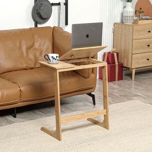 Tavolino-da-Divano-a-Forma-di-C-in-Legno-di-Bambù-con-Piano-Inclinabile-su-5-Livelli,-60x33x67cm-QD6839-614V00NDQD6