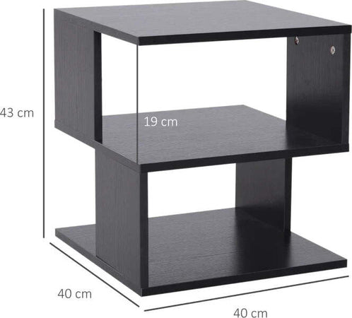 Tavolino-da-Salotto-Basso-a-3-Ripiani,-Tavolino-da-Caffè-in-Legno,-Arredamento-Moderno-Salvaspazio,-Nero,-40x40x43cm-KJ5833-619BKKJ5