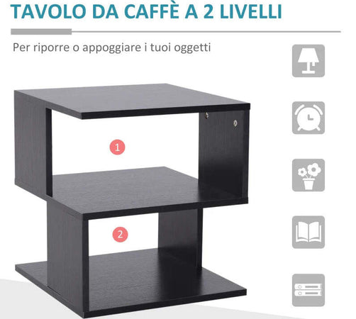 Tavolino-da-Salotto-Basso-a-3-Ripiani,-Tavolino-da-Caffè-in-Legno,-Arredamento-Moderno-Salvaspazio,-Nero,-40x40x43cm-KJ5833-619BKKJ5