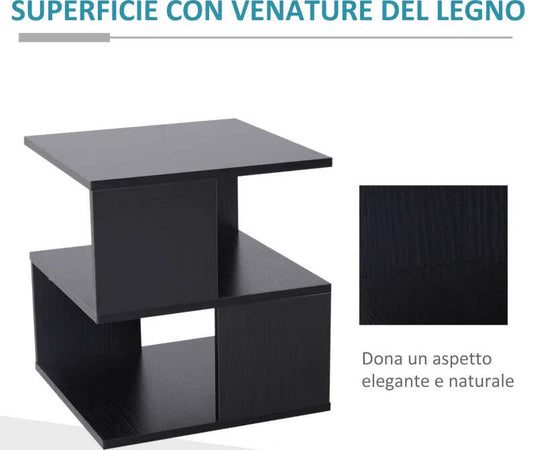 Tavolino-da-Salotto-Basso-a-3-Ripiani,-Tavolino-da-Caffè-in-Legno,-Arredamento-Moderno-Salvaspazio,-Nero,-40x40x43cm-KJ5833-619BKKJ5