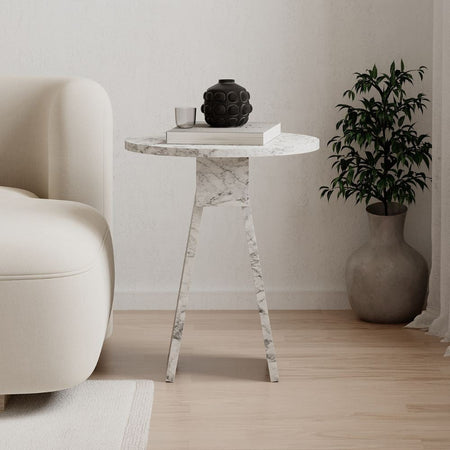 Tavolino da salotto Chen H 50x42x23.4 cm. colore carrara effetto marmo