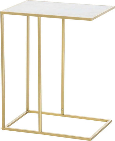 Tavolino-da-Salotto-con-Piano-Effetto-Marmo-e-Base-in-Metallo,-48x30.5x61cm,-Bianco-e-Oro-KJ884B-831KJ8