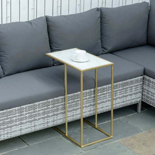 Tavolino-da-Salotto-con-Piano-Effetto-Marmo-e-Base-in-Metallo,-48x30.5x61cm,-Bianco-e-Oro-KJ884B-831KJ8