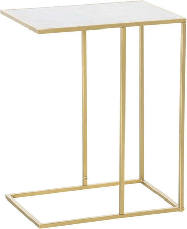 Tavolino-da-Salotto-con-Piano-Effetto-Marmo-e-Base-in-Metallo,-48x30.5x61cm,-Bianco-e-Oro-KJ884B-831KJ8