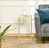Tavolino-da-Salotto-con-Piano-Effetto-Marmo-e-Base-in-Metallo,-48x30.5x61cm,-Bianco-e-Oro-KJ884B-831KJ8