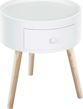 Tavolino-da-Salotto-Moderno-in-Legno,-Tavolino-Rotondo-con-Cassetto,-Tavolino-da-Caffè-per-Soggiorno-e-Camera,-Bianco-FD6833-363FD6