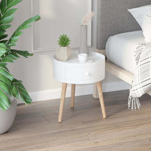 Tavolino-da-Salotto-Moderno-in-Legno,-Tavolino-Rotondo-con-Cassetto,-Tavolino-da-Caffè-per-Soggiorno-e-Camera,-Bianco-FD6833-363FD6
