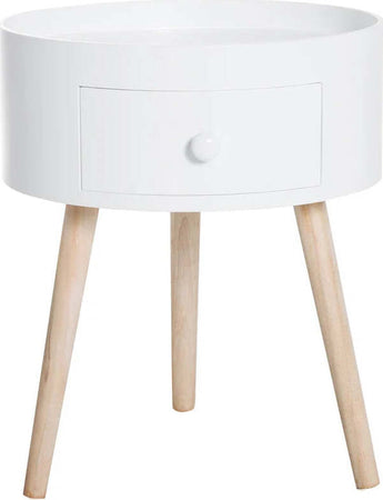 Tavolino-da-Salotto-Moderno-in-Legno,-Tavolino-Rotondo-con-Cassetto,-Tavolino-da-Caffè-per-Soggiorno-e-Camera,-Bianco-FD6833-363FD6