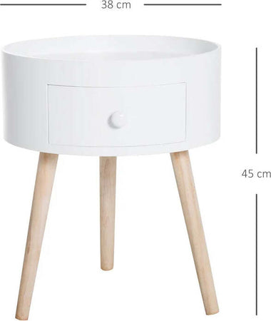 Tavolino-da-Salotto-Moderno-in-Legno,-Tavolino-Rotondo-con-Cassetto,-Tavolino-da-Caffè-per-Soggiorno-e-Camera,-Bianco-FD6833-363FD6