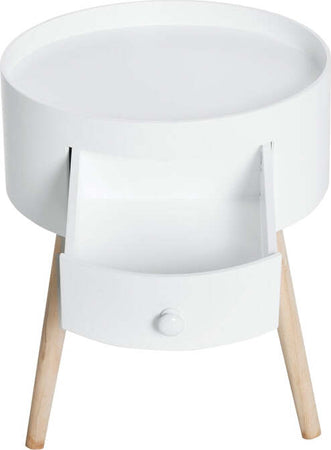 Tavolino-da-Salotto-Moderno-in-Legno,-Tavolino-Rotondo-con-Cassetto,-Tavolino-da-Caffè-per-Soggiorno-e-Camera,-Bianco-FD6833-363FD6