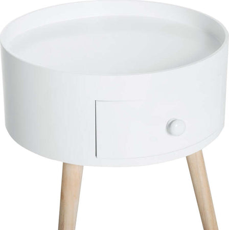 Tavolino-da-Salotto-Moderno-in-Legno,-Tavolino-Rotondo-con-Cassetto,-Tavolino-da-Caffè-per-Soggiorno-e-Camera,-Bianco-FD6833-363FD6