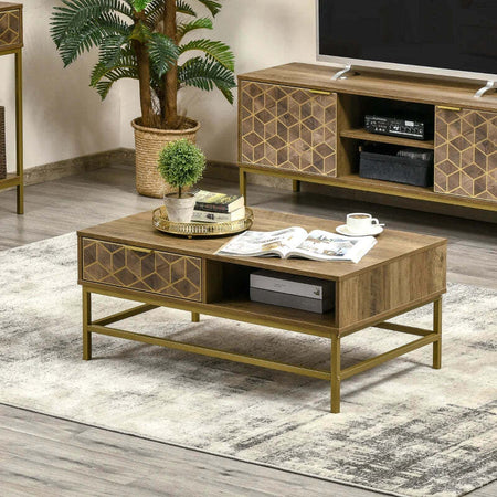 Tavolino-da-Salotto-Rettangolare-con-Cassetto-e-2-Ripiani-Aperti,-100x59x42.8cm-KW4839-368KW4