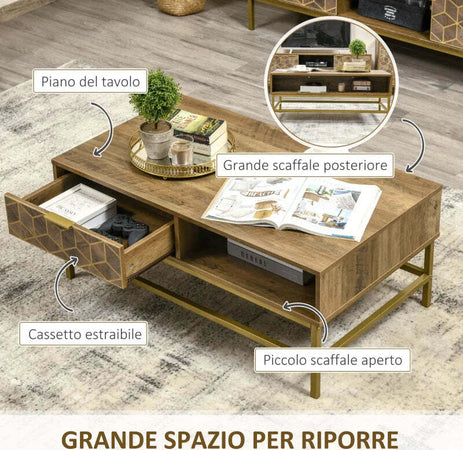 Tavolino-da-Salotto-Rettangolare-con-Cassetto-e-2-Ripiani-Aperti,-100x59x42.8cm-KW4839-368KW4