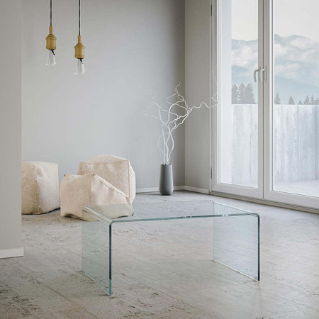 Tavolino fisso, in vetro trasparente, per arredamento interni Casa e cucina/Arredamento/Studio/Mobiletti e credenze/Credenze Decor Space - Altamura, Commerciovirtuoso.it