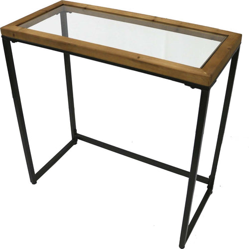 Tavolino rettangolare in legno e metallo con piano in vetro, 75 x 35 x 75,5 cm Giardino e giardinaggio/Arredamento da giardino e accessori/Tavoli e tavolini/Tavoli standard Decor Space - Altamura, Commerciovirtuoso.it
