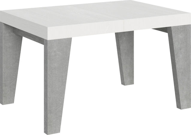 Tavolo-allungabile-90x130/234-cm-Naxy-Mix-piano-Bianco-Frassino---gambe-Noce