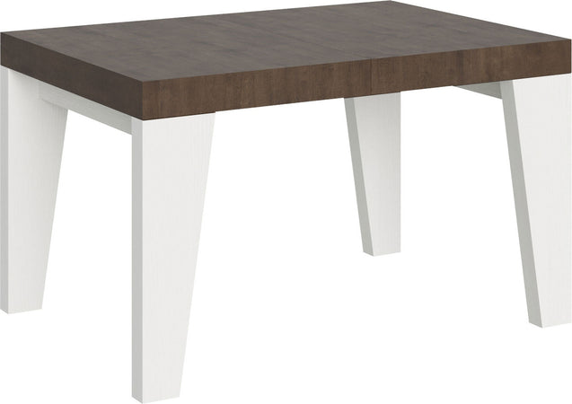Tavolo-allungabile-90x130/234-cm-Naxy-Mix-piano-Bianco-Frassino---gambe-Noce