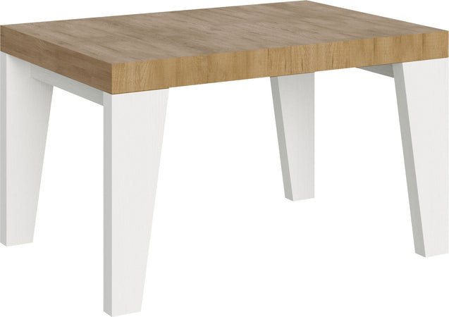 Tavolo-allungabile-90x130/234-cm-Naxy-Mix-piano-Bianco-Frassino---gambe-Noce