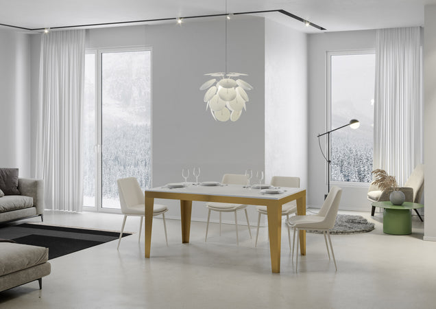 Tavolo-allungabile-90x160/420-cm-Flame-Evolution-telaio-Oro