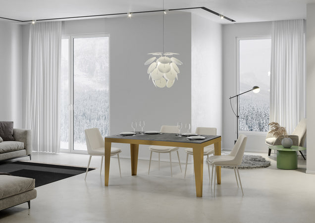 Tavolo-allungabile-90x160/420-cm-Flame-Evolution-telaio-Oro