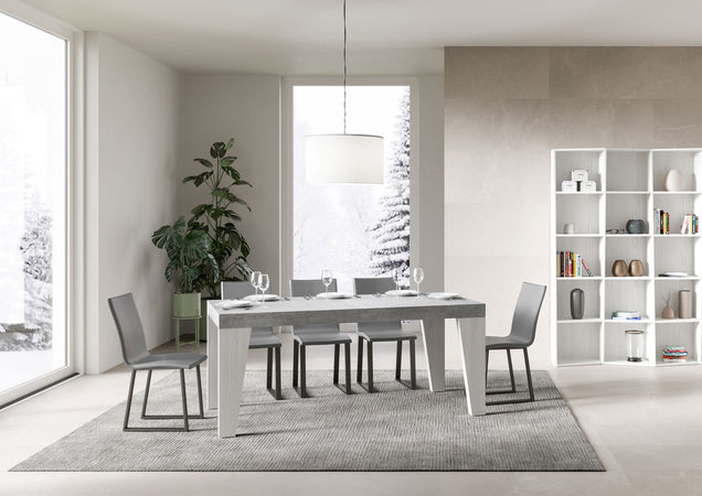Tavolo-allungabile-90x180/284-cm-Naxy-Mix-piano-Bianco-Frassino---gambe-Noce-Itamoby