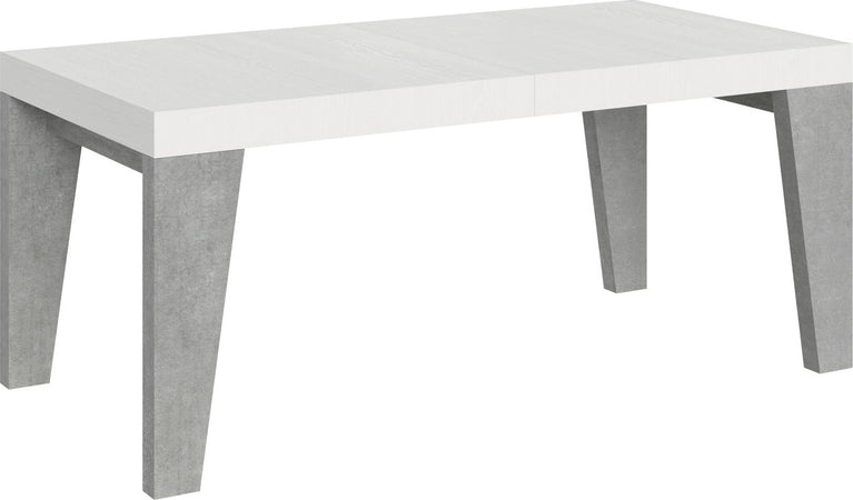 Tavolo-allungabile-90x180/284-cm-Naxy-Mix-piano-Bianco-Frassino---gambe-Noce-Itamoby