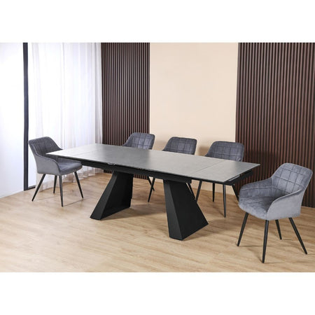 Tavolo allungabile Ariel piano in ceramica opaca e struttura in metallo colore ossido