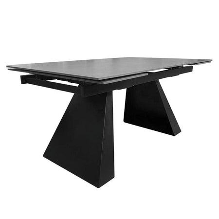 Tavolo allungabile Ariel piano in ceramica opaca e struttura in metallo colore ossido