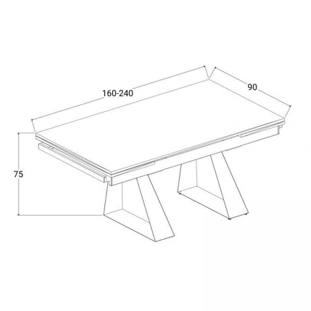 Tavolo allungabile Ariel piano in ceramica opaca e struttura in metallo colore ossido