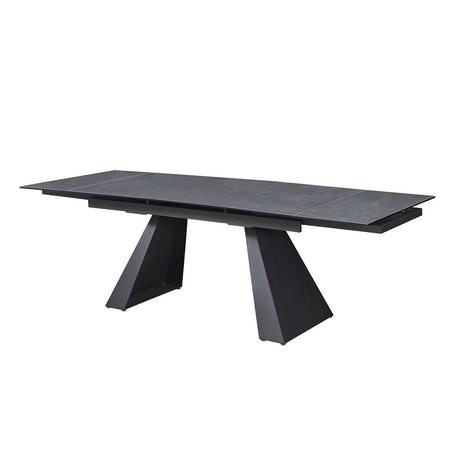 Tavolo allungabile Ariel piano in ceramica opaca e struttura in metallo colore ossido