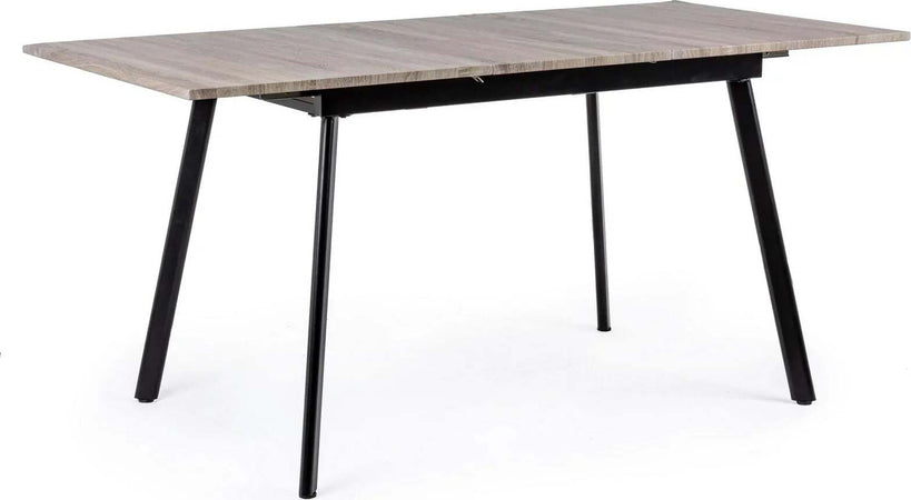 Tavolo allungabile Courtney rettangolare con gambe in acciaio, struttura nera, piano e estensione in mdf Casa e cucina/Arredamento/Sala da pranzo/Tavoli da sala da pranzo Decor Space - Altamura, Commerciovirtuoso.it