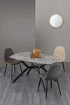 Tavolo allungabile Dominik con gambe in acciaio verniciato, piano in MDF ricoperto Casa e cucina/Arredamento/Sala da pranzo/Tavoli da sala da pranzo Decor Space - Altamura, Commerciovirtuoso.it