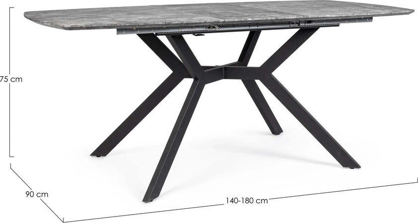 Tavolo allungabile Dominik con gambe in acciaio verniciato, piano in MDF ricoperto Casa e cucina/Arredamento/Sala da pranzo/Tavoli da sala da pranzo Decor Space - Altamura, Commerciovirtuoso.it