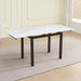 Tavolo allungabile Kyoto con piano in ceramica effetto marmo bianco e struttura in metallo nero