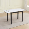 Tavolo allungabile Kyoto con piano in ceramica effetto marmo bianco lucido e struttura in metallo nero