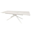 Tavolo allungabile Nefti con top in ceramica colore bianco statuario lucido con gambe bianche