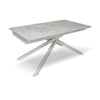 Tavolo allungabile Nefti con top in ceramica colore grigio chiaro italiano lucido con gambe argento