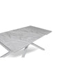 Tavolo allungabile Nefti con top in ceramica colore grigio chiaro italiano lucido con gambe argento