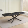 Tavolo allungabile Roxane con piano in ceramica effetto marmo arabesque nero C202 opaco e gambe in metallo nero