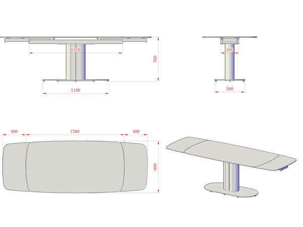 Tavolo allungabile Vesta con top in ceramica colore marrone atene lucido e gambe dorate