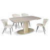 Tavolo allungabile Vesta con top in ceramica colore marrone atene lucido e gambe dorate
