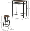 Tavolo-Alto-con-2-Sgabelli-per-Cucina,-Soggiorno,-Bar,-Struttura-in-Acciaio-con-Poggiapiedi-e-Mensola-JH6835-297BKJH6