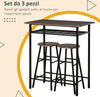 Tavolo-Alto-con-2-Sgabelli-per-Cucina,-Soggiorno,-Bar,-Struttura-in-Acciaio-con-Poggiapiedi-e-Mensola-JH6835-297BKJH6