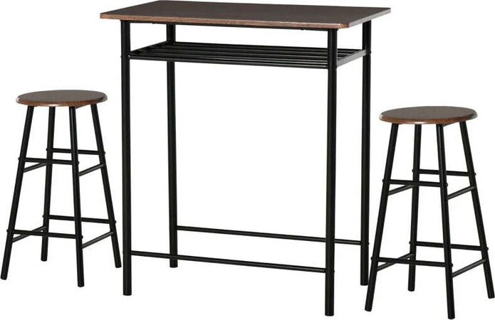 Tavolo-Alto-con-2-Sgabelli-per-Cucina,-Soggiorno,-Bar,-Struttura-in-Acciaio-con-Poggiapiedi-e-Mensola-JH6835-297BKJH6