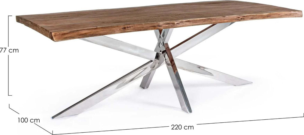Tavolo Arkansas rettangolare, con gambe, in legno d'acacia da 220 cm Casa e cucina/Arredamento/Sala da pranzo/Tavoli da sala da pranzo Decor Space - Altamura, Commerciovirtuoso.it