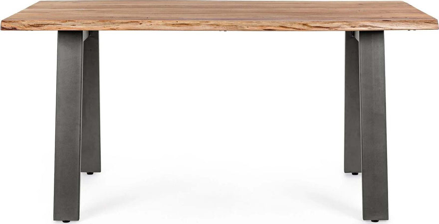 Tavolo Aron rettangolare, con gambe in acciaio, piano in legno di acacia, stile moderno Casa e cucina/Arredamento/Sala da pranzo/Tavoli da sala da pranzo Decor Space - Altamura, Commerciovirtuoso.it