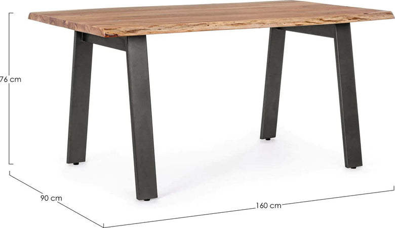 Tavolo Aron rettangolare, con gambe in acciaio, piano in legno di acacia, stile moderno Casa e cucina/Arredamento/Sala da pranzo/Tavoli da sala da pranzo Decor Space - Altamura, Commerciovirtuoso.it