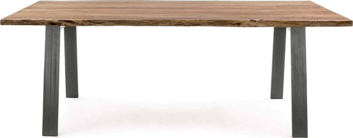 Tavolo Aron rettangolare, con gambe in acciaio, piano in legno di acacia, stile moderno Casa e cucina/Arredamento/Sala da pranzo/Tavoli da sala da pranzo Decor Space - Altamura, Commerciovirtuoso.it