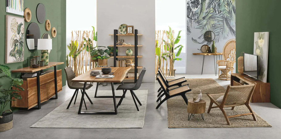 Tavolo Artur rettangolare, con gambe, in legno di acacia da 200 x 95 cm Casa e cucina/Arredamento/Sala da pranzo/Tavoli da sala da pranzo Decor Space - Altamura, Commerciovirtuoso.it