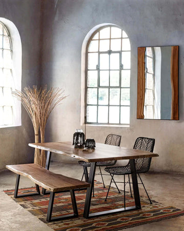 Tavolo Artur rettangolare, con gambe, in legno di acacia da 200 x 95 cm Casa e cucina/Arredamento/Sala da pranzo/Tavoli da sala da pranzo Decor Space - Altamura, Commerciovirtuoso.it